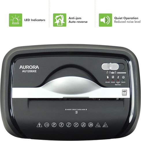 Aurora AU1208XE Anti-Jam 12-Sheet Crosscut Paper/Credit Card Shredder with 4.8 Gallon Wastebasket in Kuwait