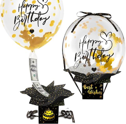 UQM Upgraded Birthday Money Box for Cash Gift Pull, Funny Pull Money Balloon Box Happy Birthday Surprise Set, Birthday Gifts for Women Men Best Friend Girlfriend Wife Sister in Kuwait