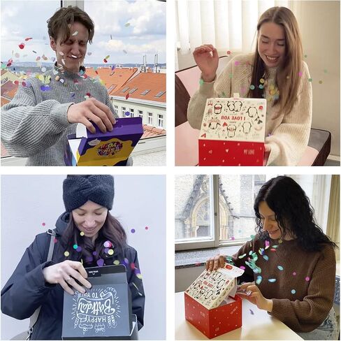 Fettipop Gift Box Surprise Expressing Confetti Kit (Black Premium) Happy Birthday ، Prop Prop 7.2x5.5x4.3 in. in Kuwait