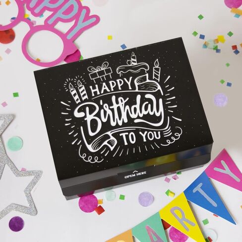 Fettipop Gift Box Surprise Expressing Confetti Kit (Black Premium) Happy Birthday ، Prop Prop 7.2x5.5x4.3 in. in Kuwait