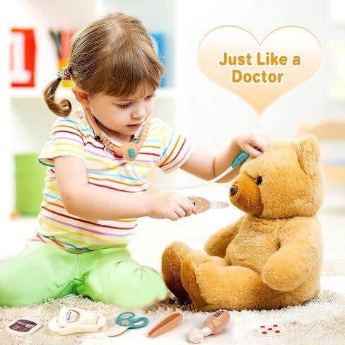 deAO Doctor Child Toy, 29 Accessories with Stethoscope and Electronic Medical Trolley, Role Play Set, for Children 2 3 4 5 6 Years Old in Saudi Arabia