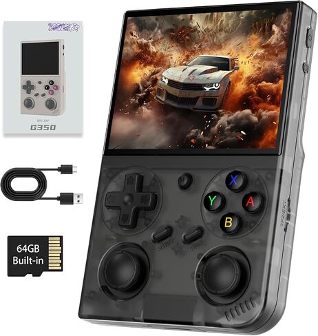 G350 Retro Handheld Game Console ، G350 Retro Gaming Console 3.5 '' 'Screen Screen Linux System مدمج في بطاقة 64g TF 20+محاكيات تم تثبيتها مسبقًا 4371 ألعابًا وحدة تحكم لعبة Retro مع بطارية 3500 مللي أمبير في الساعة Pink in Kuwait