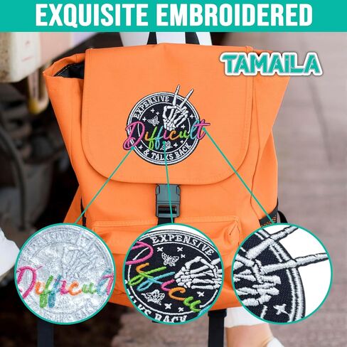 Skeleton Expensive Difficult and Talks Back Patch 3 Inches Sarcastic Butterfly Saying Quote Wife Mom Iron On/Sew On Embroidery Fabric Applique Patches for Trucker Hats Clothes Backpack DIY Accessories in Saudi Arabia