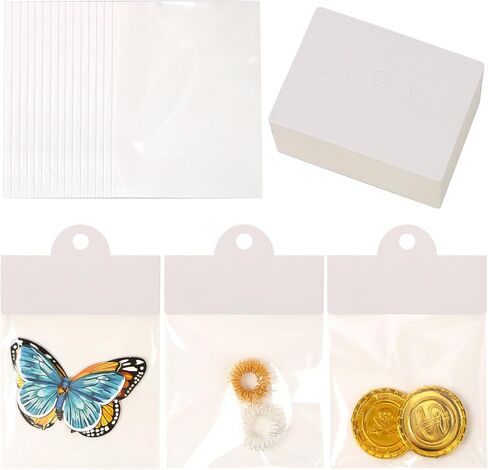 100Pcs Jewelry Display Packaging Card Head with with 100 Pcs Clear Bags for Small Business for Jewelry Bracelets Key Chains Earring Holder Display for Selling Jewelry Packaging Supplies in Saudi Arabia