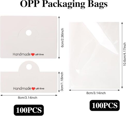 100Pcs Jewelry Display Packaging Card Head with with 100 Pcs Clear Bags for Small Business for Jewelry Bracelets Key Chains Earring Holder Display for Selling Jewelry Packaging Supplies in Saudi Arabia