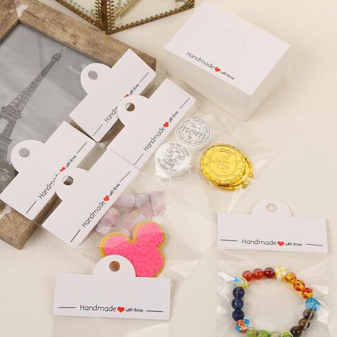 100Pcs Jewelry Display Packaging Card Head with with 100 Pcs Clear Bags for Small Business for Jewelry Bracelets Key Chains Earring Holder Display for Selling Jewelry Packaging Supplies in Saudi Arabia