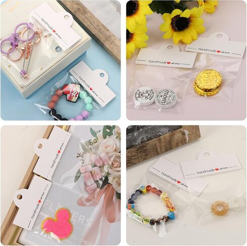 100Pcs Jewelry Display Packaging Card Head with with 100 Pcs Clear Bags for Small Business for Jewelry Bracelets Key Chains Earring Holder Display for Selling Jewelry Packaging Supplies in Saudi Arabia