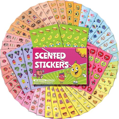 HORIECHALY Scratch and Sniff Stickers for Kids, 36 Sheets Scented Sticker, 9 Scents Smelly Stickers, Reward Stickers and Teacher Stickers Perfect for Classroom, Elementary, Students. in Saudi Arabia