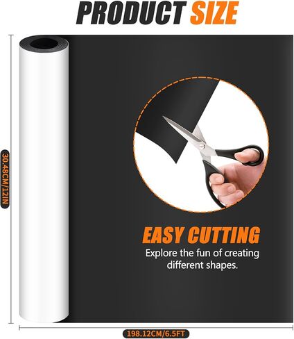 12 Inch x 6.5 ft Magnetic Sheet Roll, 0.75mm Thickness Blank White Surface Magnet Sheets with Adhesive, Flexible Magnetic Roll-Sign Sheet Safe for Vehicles DIY Craft Projects in Saudi Arabia