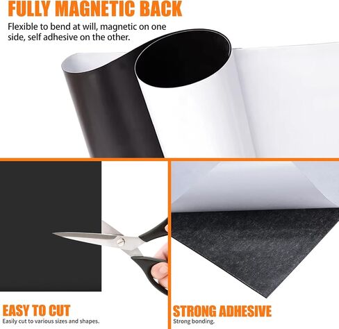 12 Inch x 6.5 ft Magnetic Sheet Roll, 0.75mm Thickness Blank White Surface Magnet Sheets with Adhesive, Flexible Magnetic Roll-Sign Sheet Safe for Vehicles DIY Craft Projects in Saudi Arabia