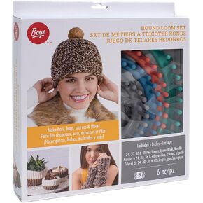 Boye Round Knitting Loom Set, 7pc, 5.5", 7.5", 9.5", and 11.5" D