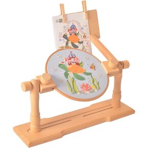 Embroidery Hoop Stand - Size Adjustable Cross Stitch Table Stand, Rotated Wooden Needlepoint Hoop Holder Stand for Sewing Craft Supplies