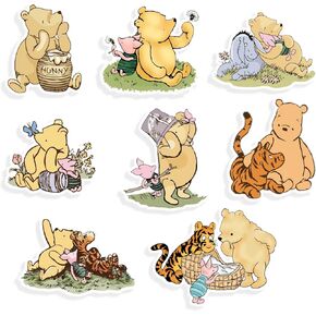 Prop Winnie Bear Friends Classic Prop with Stand - 8 أنماط استحمام الطفل وزينة أعياد الميلاد الطباعة على الوجهين