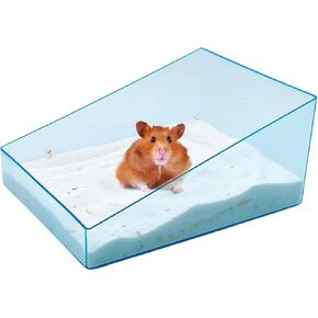 Hamster Sand Bath Box, Transparent Acrylic Critter's Litter Box Shower Room Digging Sand Container Bathroom Guinea Pig Cage Accessories for Gerbils Mice Lemming or Other Small Pets,Transparent