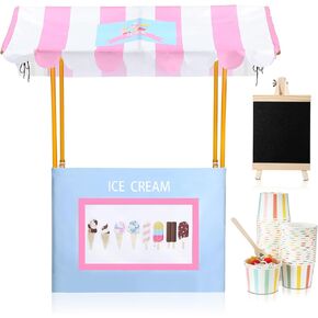 52 مجموعة من مجموعة مستلزمات Ice Cream Stand تشمل 47 '× 51' 'غطاء المائدة الآيس كريم و 50 PCS يمكن التخلص منها أغطية القش قش للأنشطة الخيرية المجتمعية.