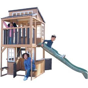 Kidkraft Cliffbrook Wooden Outdoor Distory مع شريحة