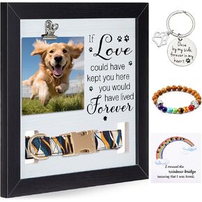 مجموعة هدايا ميموريال في Quelay Pet Cors Cats Pet Frame مع حامل طوق ، وسلسلة مفاتيح التعاطف وسوار قوس قزح مع بطاقة ملهمة ، وفقدان هدية الكلاب للرجال والنساء ومحبي القط