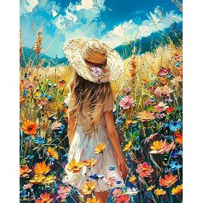 GXGLLPZBY Paint by Number Canvas Kit for Adults- DIY Beautiful Girl Watercolor Easy Paint by Number Kits, 5D Oil Paint by Color Acrylic Painting Home Wall Decor 16X20inch