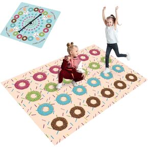 Donut Party Game with 59 x 41 Inches Donut Mat Spinner Quadruped Piñata Decorations Candy Spa Party Game Sleepover Girls
