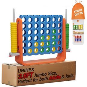 Unihex 3.6FT Tall Oversized Jumbo 4-to-Score Giant Game Set for Kids Adult Family Party Fun,4 in A Row Connect Game for Yard Indoor Outdoor Backyard (Blue)
