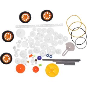 82pcs مجموعة أجزاء الترس الروبوت - حزام ، مغزل ، ترس دودة ، بكرة ، رمح لسيارات الروبوتات و RC DIY
