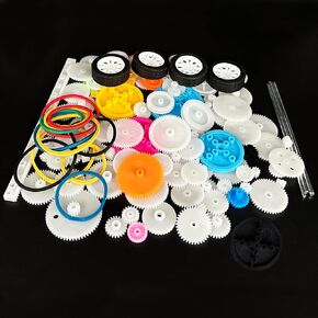 120pcs ترس البلاستيك مجموعة الترس المفرد محرك العتاد لمحرك DC DIY Model Toys RC Car Truck Robot Gear Module 0.5 Gears Axle Tyre Gear Belt Bulle