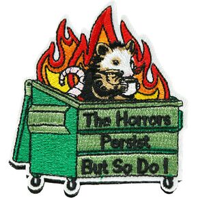 The Horrors Persist But So Do I Patch, Embroidered Hook and Loop Patches, Funny Animals Appliques for Backpacks, Trucker Hats, Lunch Bags, Vests, Jackets