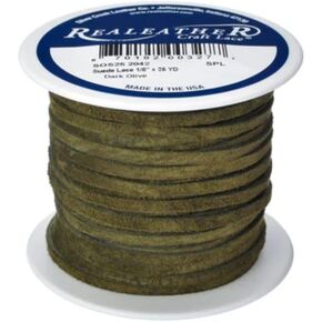 Realeather Silver Creek Leather Co Suede Leather Lace for Crafts and Jewelry Making, 0.125" x 25', Dark Olive