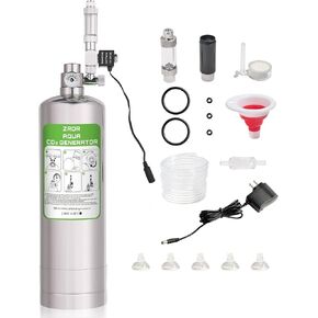 ZRDR Co2 Generator System 2L with Pressure Gauge Automatic Pressure Relief Valve Bubble Counter for Aquarium Plants，Stable Output Sent Steel Bottle Base