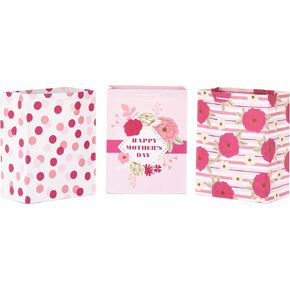 Hallmark 11" Large Gift Bag Bundle (3-Pack: "Happy Mother's Day," Pink Polka Dots, Pink Flowers) for Moms, Birthdays, Bridal Showers, Baby Showers