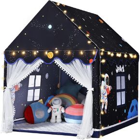 Wilwolfer Space Kids Tent Indoor: MAT ، Star Lights - Kids Play Tent Space Decorations for Toddlers - Toys Toys Rocket Ship Toys (Black)