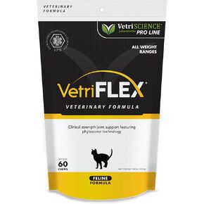 صيغة Vetriflex Feline - ملحق مفصل للقطط مع مضادات الأكسدة - الإيدز للتنقل والمرونة في القطط - الأنسجة الرخوة وملحق صحة الرباط للفلني - 60 مضغ