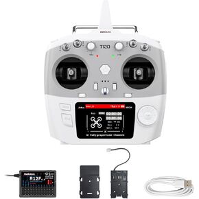 Radiolink T12d 12 قنوات Transmitter RC ومستقبل R12F ، مجموعة قاعدة الوحدة النمطية طويلة المدى ELRS ، وحدة تحكم راديو عن بعد 2.4 جيجا هرتز لطائرة RC ، الطائرات بدون طيار ، السيارة ، القارب والمزيد (الوضع 2)