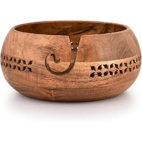 Kimona Yarn Storage Wooden Gharn Bowl Bowl Bowl Bowl Carchet Char Char Charn Home for Women (8 "× 8" × 4 ")