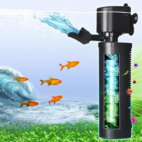 COOSPIDER Aquarium Filter U-Very Suitable for 20-75 Gallon Tank, 200GPH Fish Tank Filters for Green Control, Powerful Internal Submersible Pump for Turtle Tank, Air Supply & Oxygen Enhancement