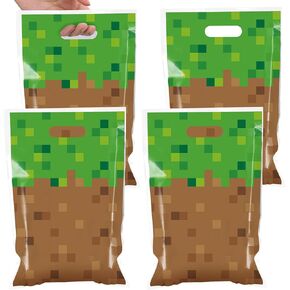 50pcs Pixel Birthday Party Party Favors Bag Mining Pixel Plastic Gift Fags Video Game Party Candy Snack Bag Pixel Party Goodie Treat For Kids Gamer Birthday Party Supplies 10 × 6.5inch