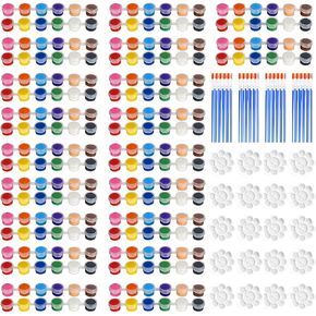 Gehuizer 40 Set Mini Mini Acrylic Paint Met for Kids ، 12 Color Scrylic Paints Strips Kit with Brushes ، Art Party Supplies Kids Painting Kit for Classroom Home (40 set)