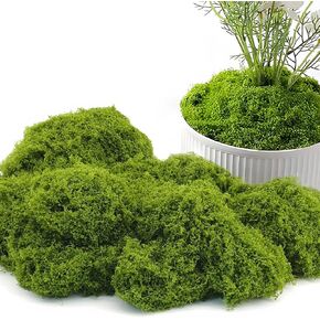 Potanro Faux Green Moss 5.3oz Artificial Fake Plant Moss for Potted Plants Indoor, Crafts, Planters, Bonsai Artifcial, DlY Floral Decorative Moss, Fairy Garden Wedding Table Centerpieces Decor