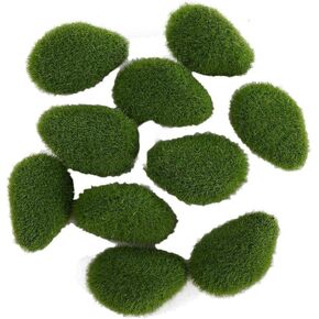 10pcs صخور الطحلب الاصطناعية الخضراء ، الحجارة المغطاة بالطحالب الخضراء ، وكرات الطحلب الخضراء ، لترتيبات الأزهار ، والحدائق الخيالية ، وصياغة ترتيب الأزهار