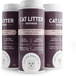 مبتسمات PAWS PETS PETS MORTICAC CAT DEODORIZER - KITTY DEODORIZER ، مزيل رائحة الصندوق ، وامتصاص الرطوبة - يحافظ على القمامة الطازجة بنسبة 100 ٪ - 3 في 1 في 1