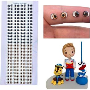 Ojitos Adhesivos 3D 3D Resin Adhesive or Self-Adhesive Eyes for all types of materials, crafts, decoration - 104 pairs in brown and coffee, 7mm wide, (two colors in The same blister)