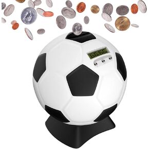 Mommed Piggy Bank for Boys ، Digital Bank ، Soccer Ball Piggy Bank ، هدايا كرة القدم للأولاد ، بنك Coin With Football Look ، Coin Bank مع شاشة LCD التلقائية (صغيرة)