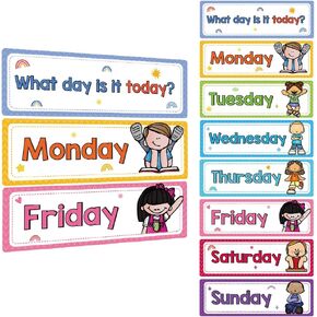 Lachilly 8 PCS Days of the Week Flashcards عناوين المواضيع الخاصة بـ Bulletin Boarderlers Header Boarder Classroom Decoration Assistar