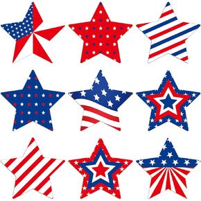 Geyee 108 PCS Cetouts Star Star Cletouts 4th of July Paper Star Cletouts Independence Day Stars Forms for Memorial Day Bulletin Board Clasouts for Kids وطني ديكور حفلة