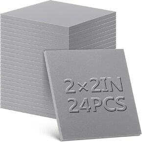Maitys 24 Pcs Rubber Stamp Sheets for Laser Engraving Machine 2.3 mm x 2 Inch x 2 Inch Soft Gray Rubber Pads for Engraving Machine Cutter, Laser Carving Blocks Material to Making Custom Stamps