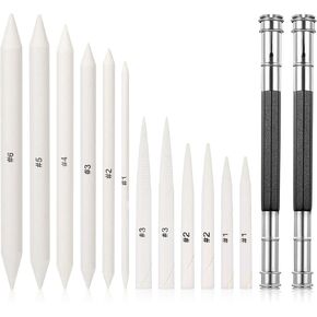 14 PCS Blending Stumps Tortillions Blending Pencil Paper Shading Pencils Art Blenders for Beginner Drawing, Drawing Pencils for Student Artist Charcoal Sketch Drawing Tools (6 Sizes)