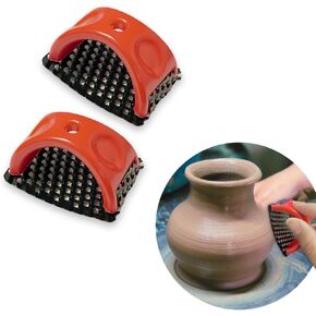 2 عبوة Clay & Wood Rasp أداة مع مقبض مريح - أداة تشكيل وتنعيم للفخار ، والأعمال الخشبية ، والسيراميك ، شفرة فولاذية حادة فائقة
