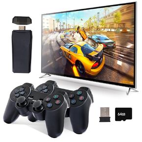 وحدة التحكم في لعبة Retro ، إخراج 4K HDMI ، وحدات تحكم لاسلكية 2.4 جرام ، وحكم ألعاب التوصيل والتشغيل مع 20،000 لعبة مدمجة ، 64 جيجابايت ، 9 محاكيات مميزة ، أسود