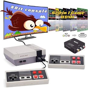 وحدة التحكم في لعبة Retro مع 620 ألعاب فيديو ، ونظام ألعاب Mini الكلاسيكي مع وحدة تحكم سلكية ، و HDMI و AV الإخراج المكونات والتشغيل ، واختيار الهدايا Retro Toys للأطفال والبالغين. (أبيض)