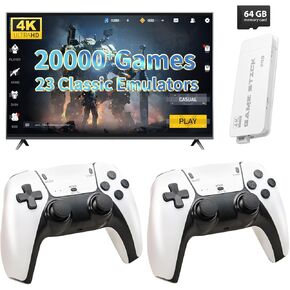 2026 New Retro Game Stick ، ​​وحدة التحكم اللاسلكية 4K اللاسلكية مع 20000 لعبة مدمجة و 23 محاكاة ، وحدات تحكم لاسلكية 2.4 جيجا هرتز ، والتوصيل والتشغيل ألعاب الفيديو للهدايا التلفزيونية لجميع الأعمار